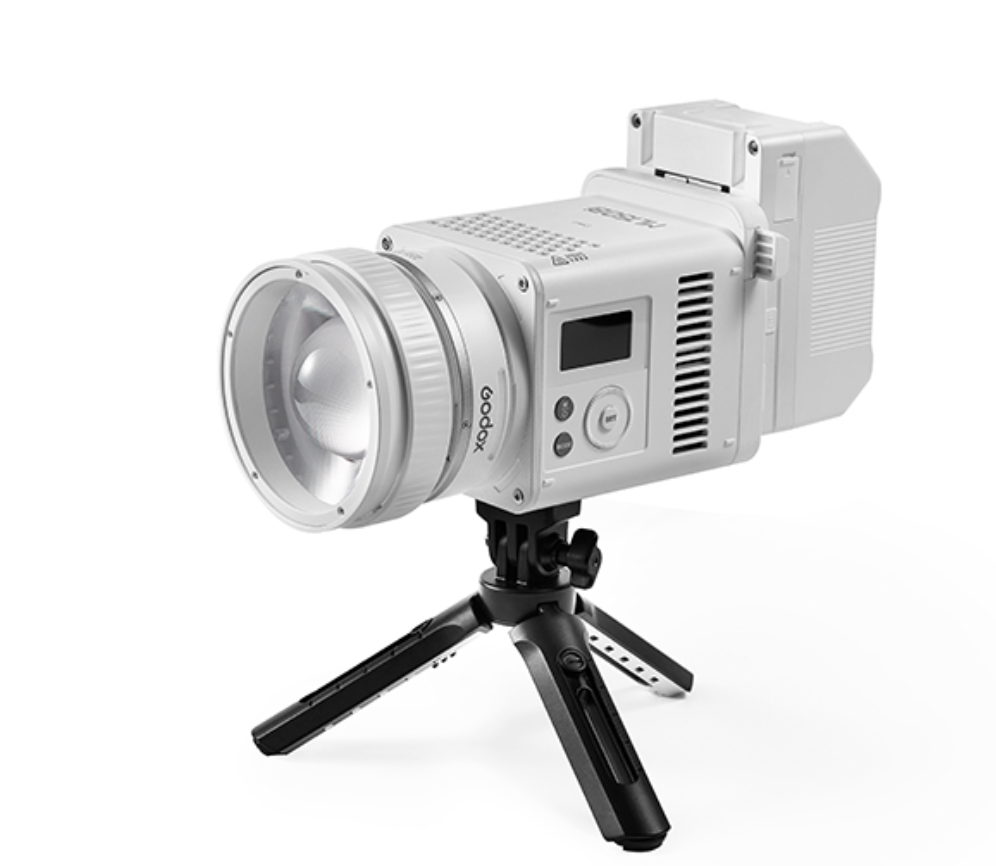 The compact, white Godox ML150Bi LED video light mounted on a small tripod.