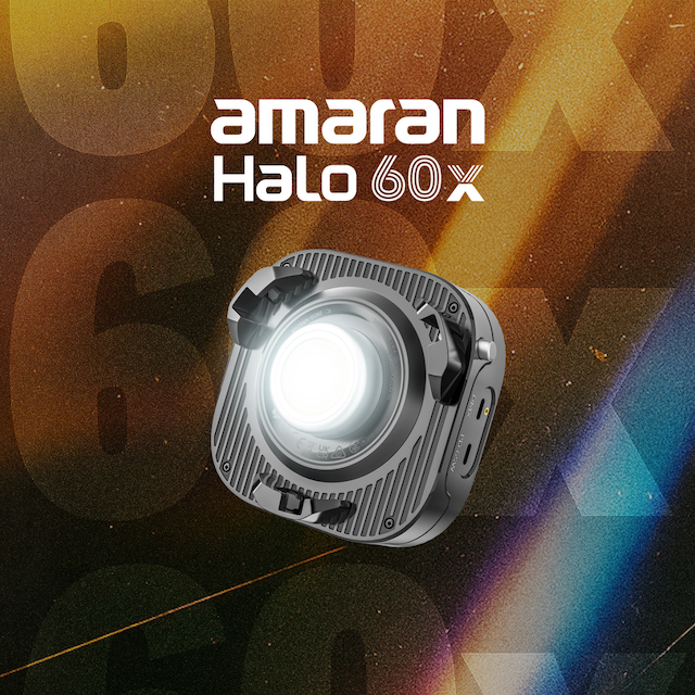Front view of the amaran Halo 60x bi-color LED light showing the compact circular COB chipset
